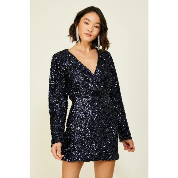 Line & Dot Midnight Mini Dress in Dark Navy Small New Womens Sequin Cocktail - Picture 1 of 13